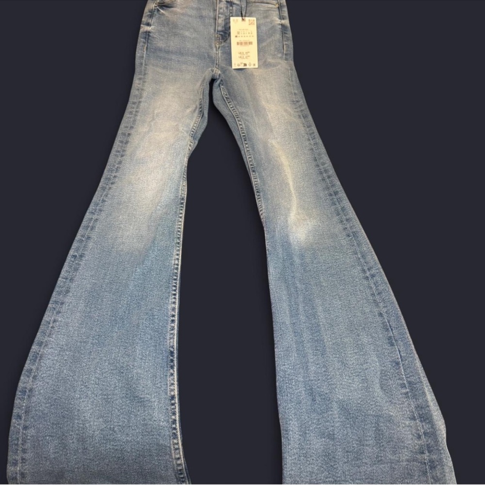 Zara Light Blue Wide Leg Jeans